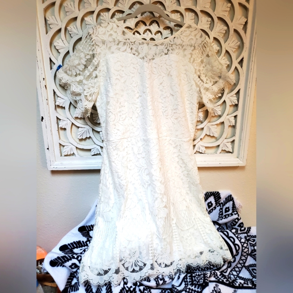 NWT MSLG Rehearsal Dinner Floral White Lace Dress XXL